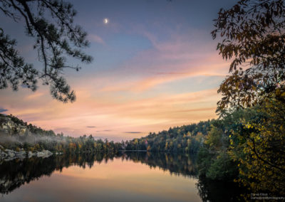 Sunset and moonrise over Lake Minnewaska